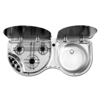 Smev 3 Burner Stove And Sink Combo Stainless Steel (No Mixer)