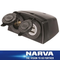 Narva HDRV Power Heavy-Duty Twin Surface Mount Accessory(Ciga)/USB Sockets 81168BL