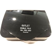 Power Point Double 10A 240V Double Pole Wafer Slim ip65 Black