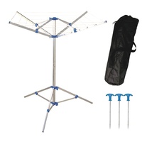 Portable folding rotary camping caravan clothes line with carry bag